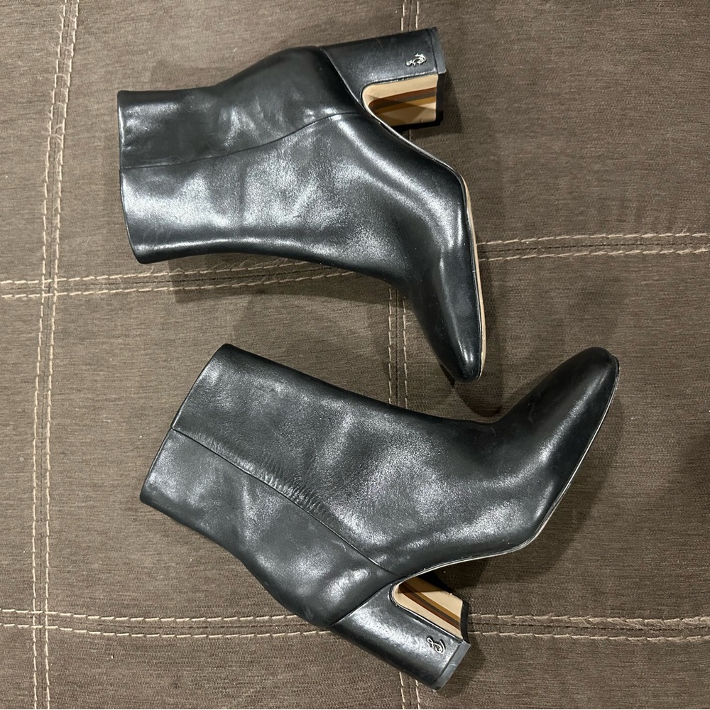 Black leather Sam Edelman heel Booties